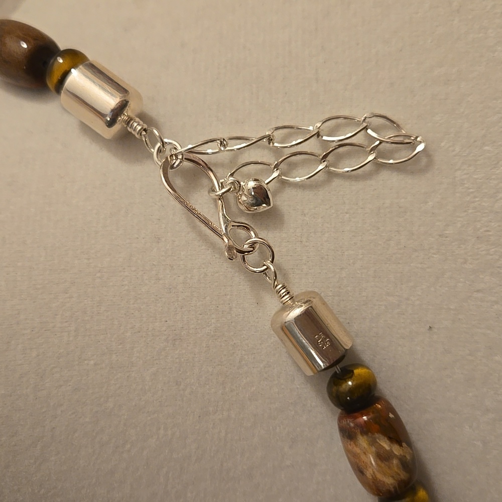 Authentic Sterling Silver Polychrome Jasper Neckl… - image 2